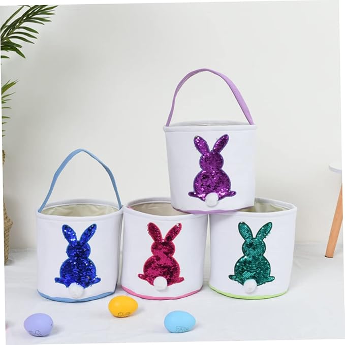 1pc Easter Bunny Storage Basket Soft Carrying Bag for Adorable Candy and Egg Organizer for Easter Decorations and Parties