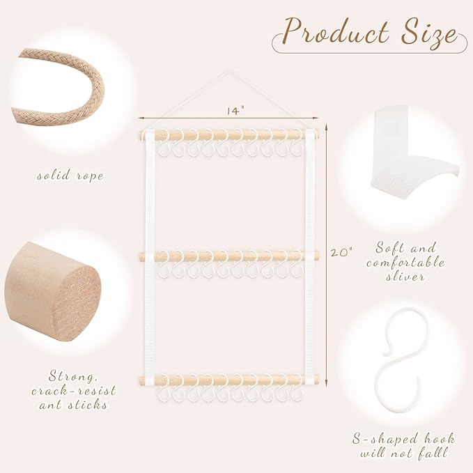POVETIRE Headband Holder Head Bands Organizer for Girls, Baby Headbands Hair Accessories Organizer Storage Wall Hanging Decor for Nursery Toddler Girls Room