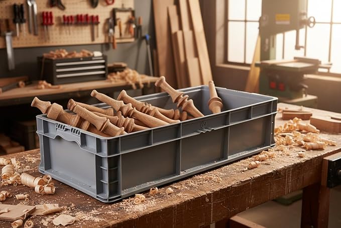 Hudson Exchange 32 x 15 x 7.5" (1 Pack) Straight Wall Handled Storage Container Tote, Gray