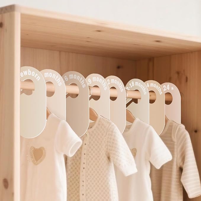 baby closet dividers-double sided clothes organizer for newborn to 24 months size closthes neutral closet organizer for baby girl boy， baby clothes dividers for closet for nursery room decor