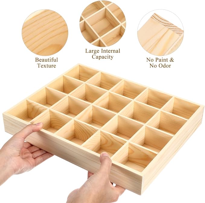 Amosfun Underwear Storage Case with 20 Compartments - Socks Organizer and Panties Drawer Divider Stackable Sundries Container for Closet and Dresser 13.38X10.62X1.96In