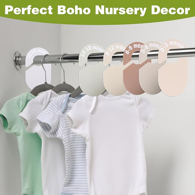 8 Sizes Baby Closet Dividers, Double-Sided Nursery Closet Organizer, Clothes Hanger Dividers Wardrobe Size Markers from Newborn to 24 Months