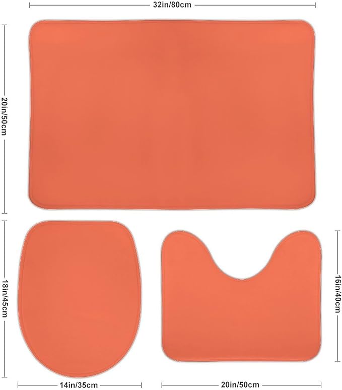 3 Pieces Bath Rug Sets, Retro Watermelon Trend Color Bathroom Mat Set Non Slip U Shaped Contour Rug & Toilet Lid Cover