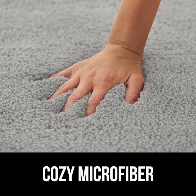 GORILLA GRIP Bathroom Rugs, 60x24, Ultra Soft Absorbent Mat, Thick Plush Bath Rug, Machine Washable, Microfiber Quick Dry, Mats for Shower, Bathtub and Floor, Home Decor Accessories, Light Gray