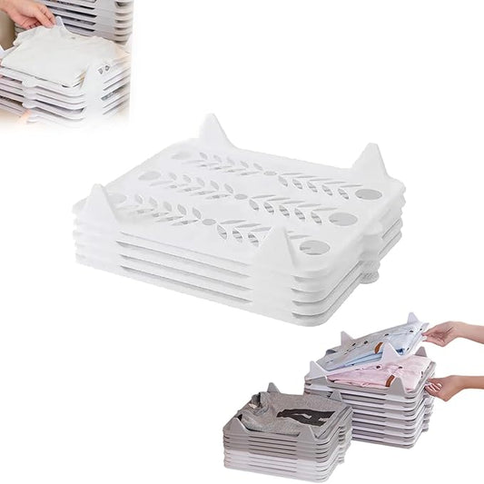 5/10 Pack Stackable Closet Organizer - Interlocking Shirt Folding Boards & Shelf Dividers, Space-Saving Wardrobe for T-Shirts, Jeans, Sweaters, Perfect for Home, Apartment (10, White, 15 * 11.5 inch)