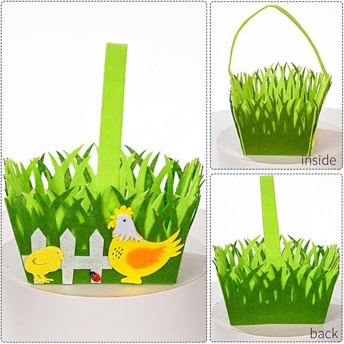 Easter Simulation Lawn Decoration Basket - Easter Bunny and Chick Holiday Storage Basket (C)