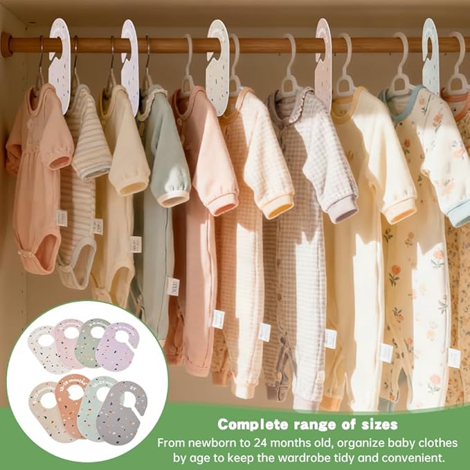 8pcs Baby Closet Divider for Closet Baby Wardrobe Organizer Nursery Hanger Month Dividers for Clothing Organizer Size Separators for Newborn to 2T(Color:Color)