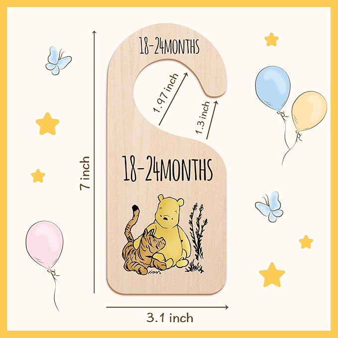 Winnie Baby Sttuff Baby Closet Divider - Winnie Nursery Decor Wardrobe Baby Closet Organizer,Baby Stuff Nursery Decor Clothes Hanger Dividers for Sorting 8 from Newborn to 24+ Months