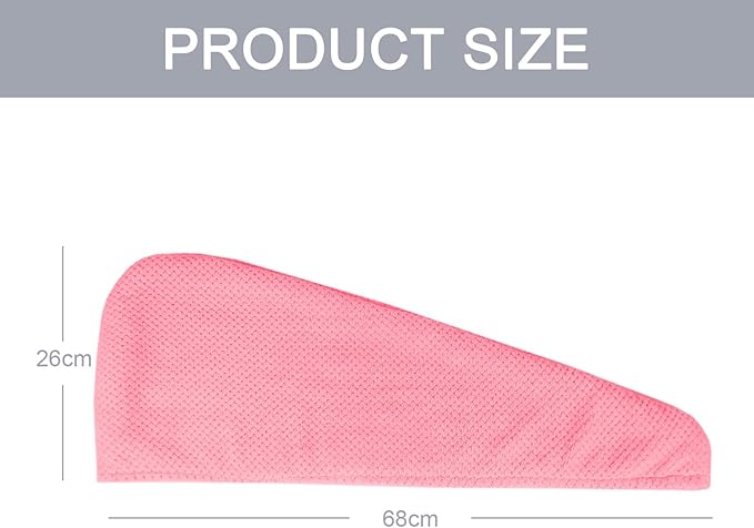 2 Pack Microfiber Hair Towel Wrap for Women, Lint Free Quick Drying Hair Turban for All Hair Style, Absorbent and Lightweight Hair Towel for Daily Use, Hot Pink
