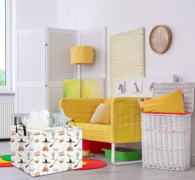Rectangular Storage Basket Empty,Storage Bin with Handles,Room Decor,Gift Basket,Book Box(Magic)