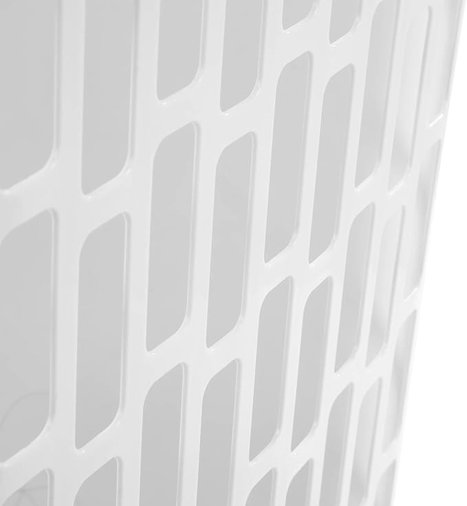 Slim Rectangular Laundry Hamper, Open Top Plastic Basket for Small Spaces, Modern style, sturdy and durable, White
