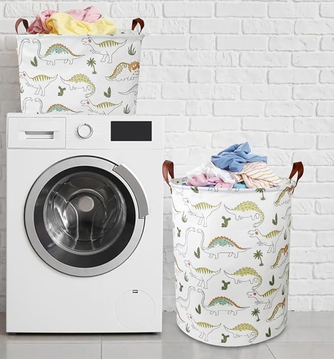 Dinosaur Laundry Hamper, laundry Basket, Waterproof Storage Bin for Bedroom, Clothes Organizer Basket, Room Decor(Light Dinosaur)