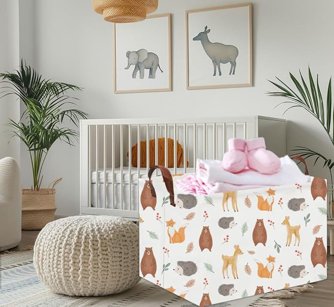 Rectangular Kids Storage Basket Gift Basket Baby Storage Basket Cute Kids Toy Storage Bin Organizer Shelf Book Basket Room Decor(Yellow Animal)