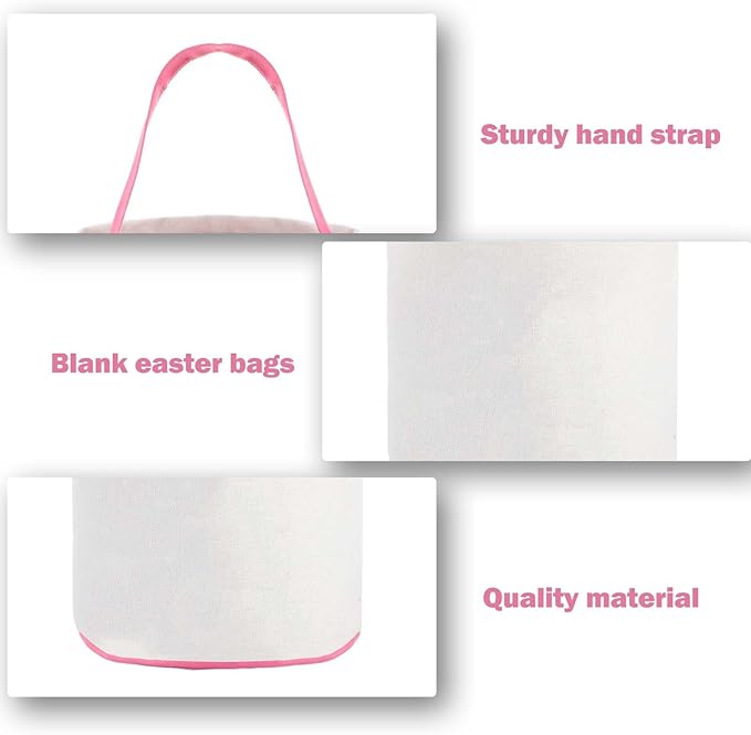 Easter Bunny Basket Bags,Canvas Cotton Easter Baskets for Kids Empty,Easter Bunny Basket,Perfect for Girls Boys Easter Egg Hunts,Easter Baskets for Kids