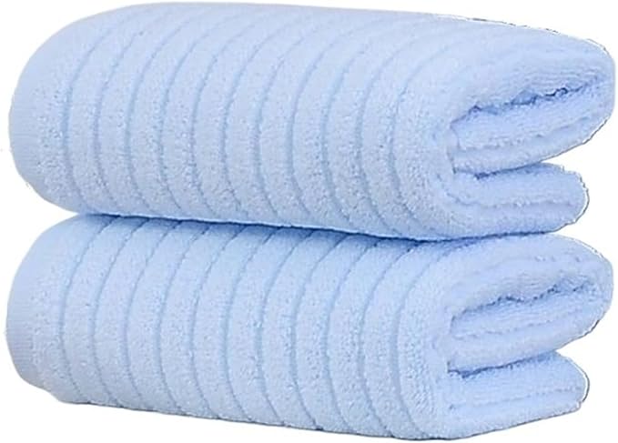 3-Piece Pure Cotton Towel Set, Thick and Soft, Absorbent for Bath and Face, Minimal Shedding, (Blue)