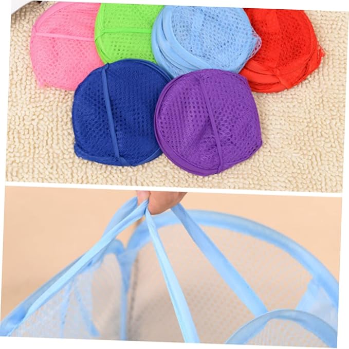 Pop-up Laundry Hamper Foldable Mesh Dirty Clothes Basket with Side Pocket for College and Spaces Pink