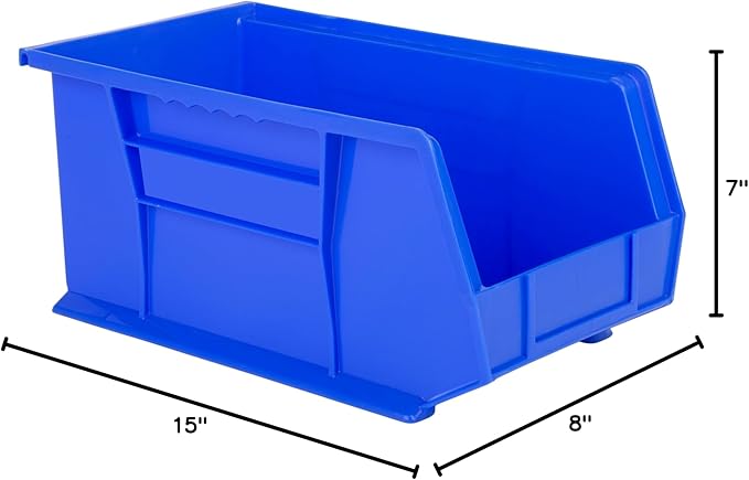 Hudson Exchange 15" x 8" x 7" Plastic Stackable Storage Bin and Hanging Container, Blue