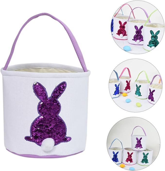1pc Easter Bunny Storage Basket Soft Carrying Bag for Adorable Candy and Egg Organizer for Easter Decorations and Parties