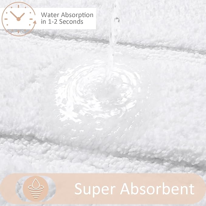 HOMORE Bathroom Rugs 24x60 Inch White Bathroom Runner Rug, Soft and Absorbent Bath Mat, Non Slip Long Runner Rug for Vanity, Washable Plush Bath Rugs for Shower Floor