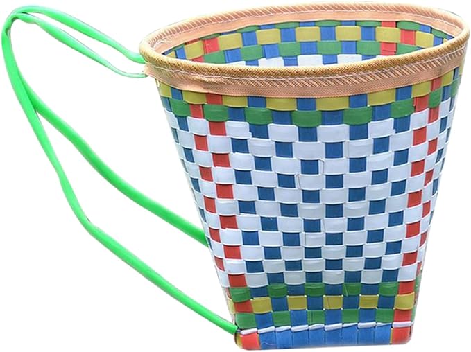 OUNONA Ethnic Style Back Hanging Basket for Boys and Girls Handwoven Toy Storage Random Color for Games and Dance Props Smooth for Home Decor