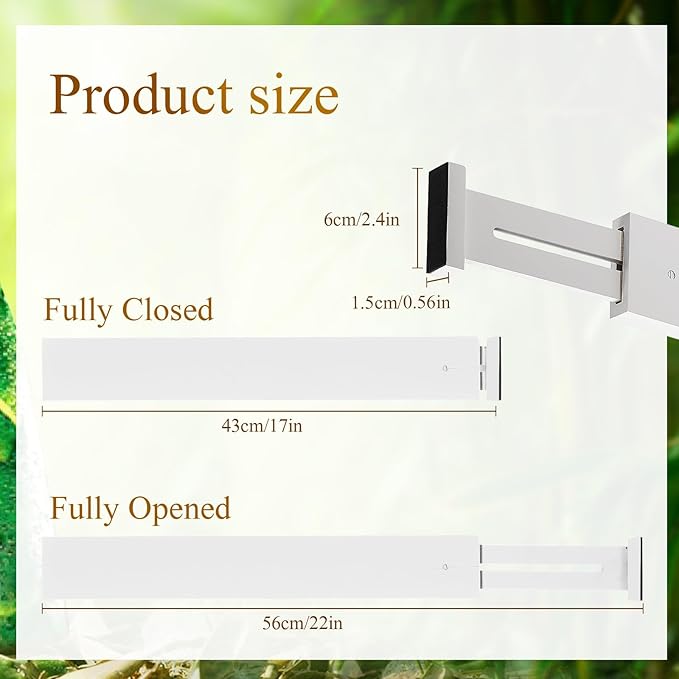 Wesiti 12 Pieces White Bamboo Drawer Dividers Expandable Organization Separators Adjustable Drawer Dividers Dresser Organizer for Kitchen Bedroom(17"-22")
