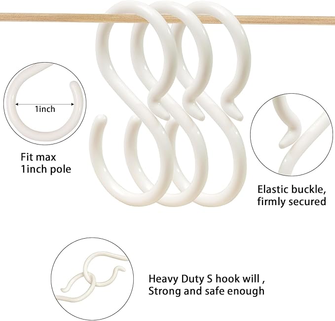 20 Pack 2.5 Inch Rubber Plastic S Hook for Hanging Baby Headband Hair Accessories Baby Bib NecklaceJewelry Hat Holder (White-20PCS)