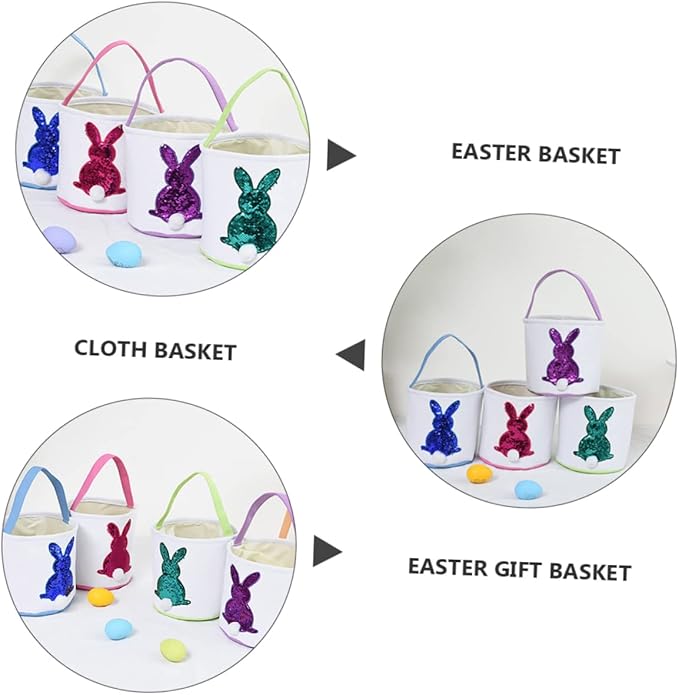 1pc Easter Bunny Storage Basket Soft Carrying Bag for Adorable Candy and Egg Organizer for Easter Decorations and Parties