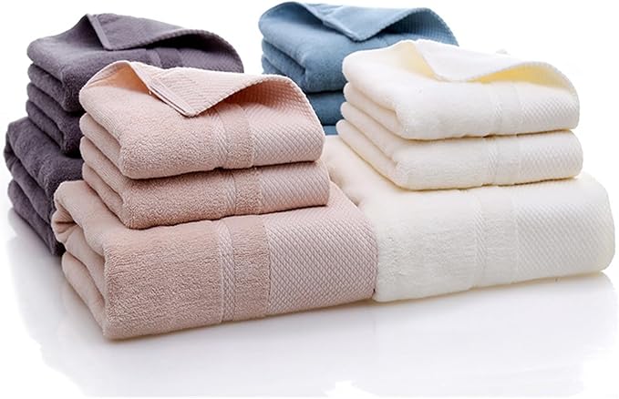 3 Pack Cotton Towels, Thick Soft Bath Towel Set Highly Absorbent Face Towel(White)