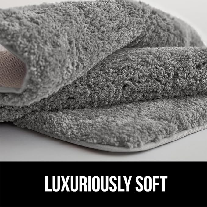 GORILLA GRIP Bathroom Rugs, 60x24, Ultra Soft Absorbent Mat, Thick Plush Bath Rug, Machine Washable, Microfiber Quick Dry, Mats for Shower, Bathtub and Floor, Home Decor Accessories, Grey