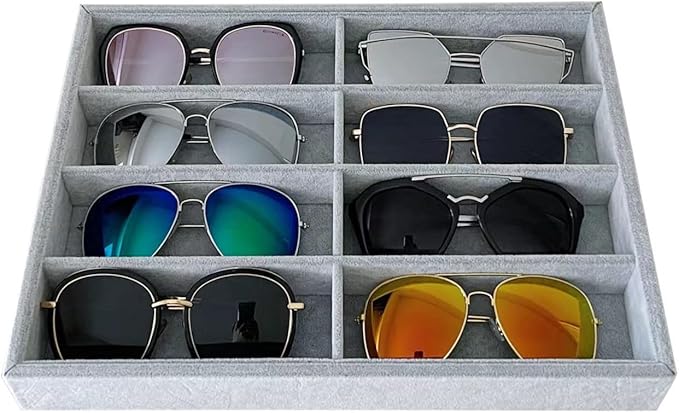 8 -Slot Premium Grade Velvet Sunglasses Eyewear Jewelry Show Tray Home Organizer Velvet Multifunctional Stackable