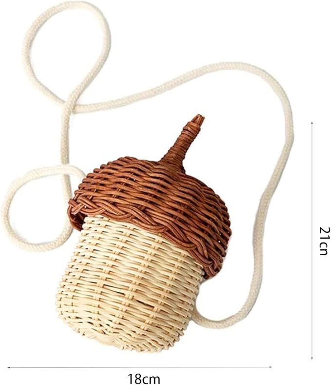 Handmade Rattan Mushroom-Shaped Storage Basket- Cute Handcrafted Decoration Artwork Rattan, Red Easy to Use(E)