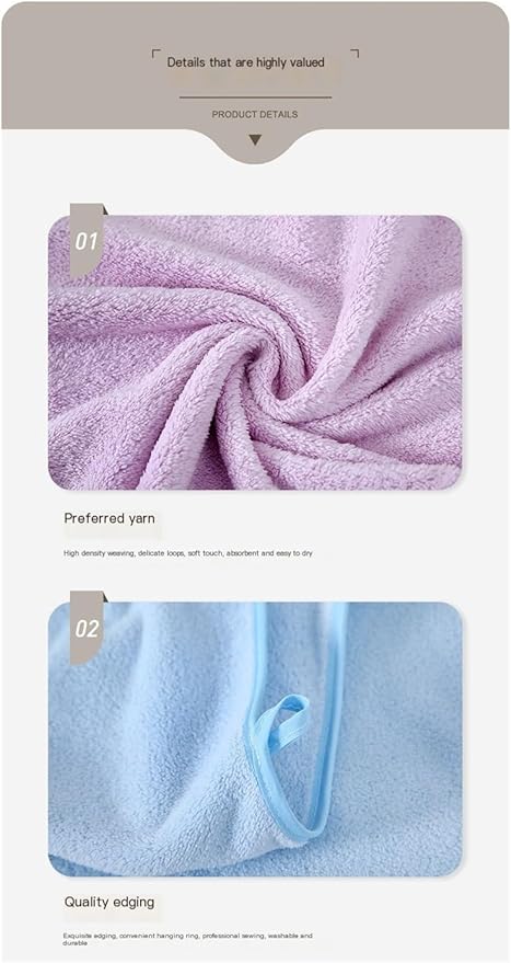3 Pack Coral Fleece Towels 35x75cm Soft Absorbent Face & Bath Towels for Home Use(Purple)