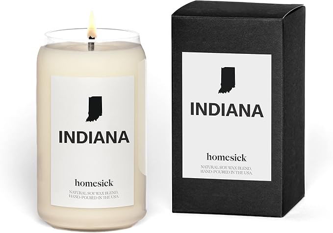 Homesick Premium Scented Candle, Indiana - Scents of Honeysuckle, Rosewater, Musk, 13.75 oz, 60-80 Hour Burn, Natural Soy Blend Candle Home Decor, Relaxing Aromatherapy Candle