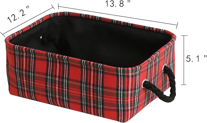 INough Christmas Baskets for Gifts Empty Red Gift Bag Low Basket Holiday Gift Baskets Empty Striped Toy Bins Ornaments Storage Organizer for Baby Room, Kids Nursery, Home Holiday Decor