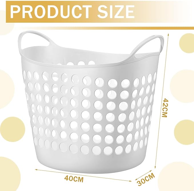 Suclain 3 Pcs Flexible Laundry Basket Set Carry Portable Flexible Laundry with Carrying Handles White Large Versatile Laundry for Bathroom College Dorm Laundry Room