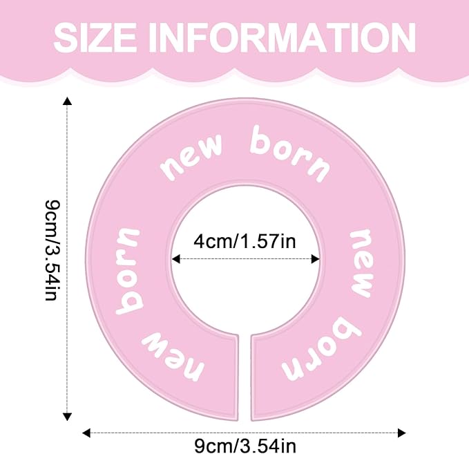 8 Pcs Baby Closet Dividers for Clothes – Round Baby Size Clothes Dividers for Closet Rod, Nursery Closet Organizer & Decor