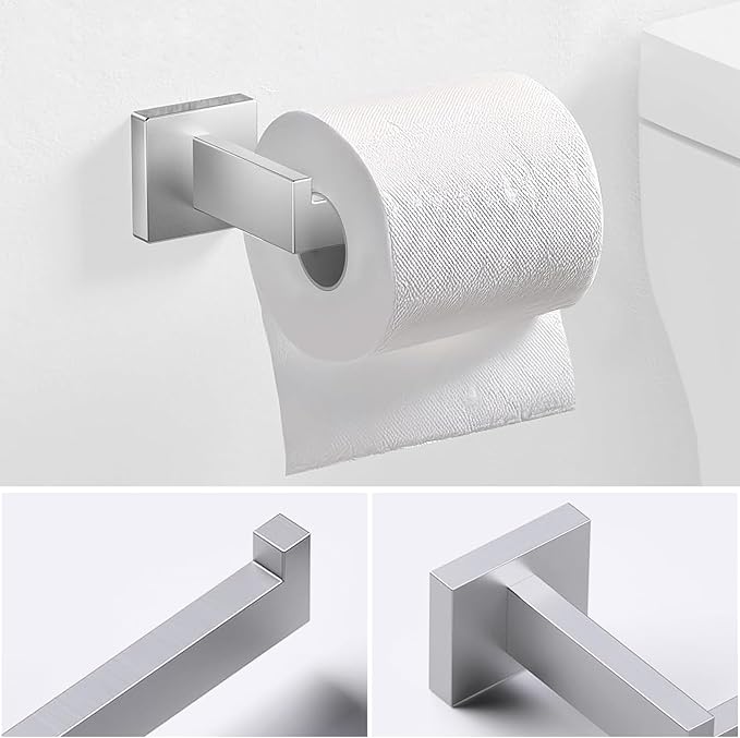 5 Piece Bathroom Towel Bar Set - SUS304 Stainless Steel Bath Towel Holder, 15.7 Inch Towel Racks for Bathroom Wall Mounted, Bathroom Hardware Accessories Set - Brushed Nickel