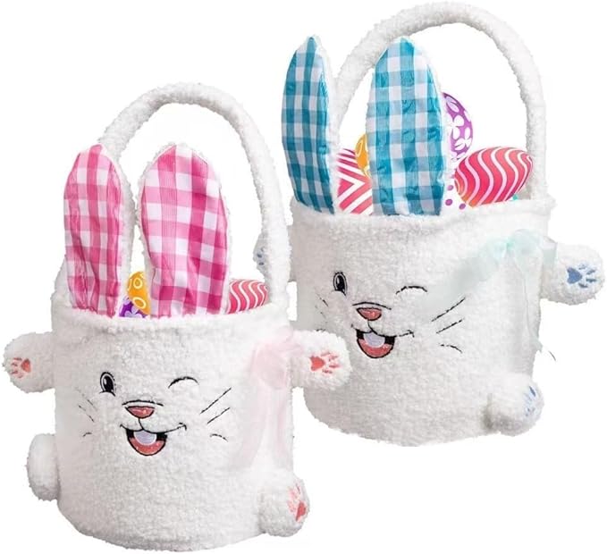 Cute Easter Gifts, Rabbit Candy Bags, Storage Baskets, Cartoon Children's Storage Bucket Decorations, Easter Baskets for Girls and Boys (Blue)(Blue)