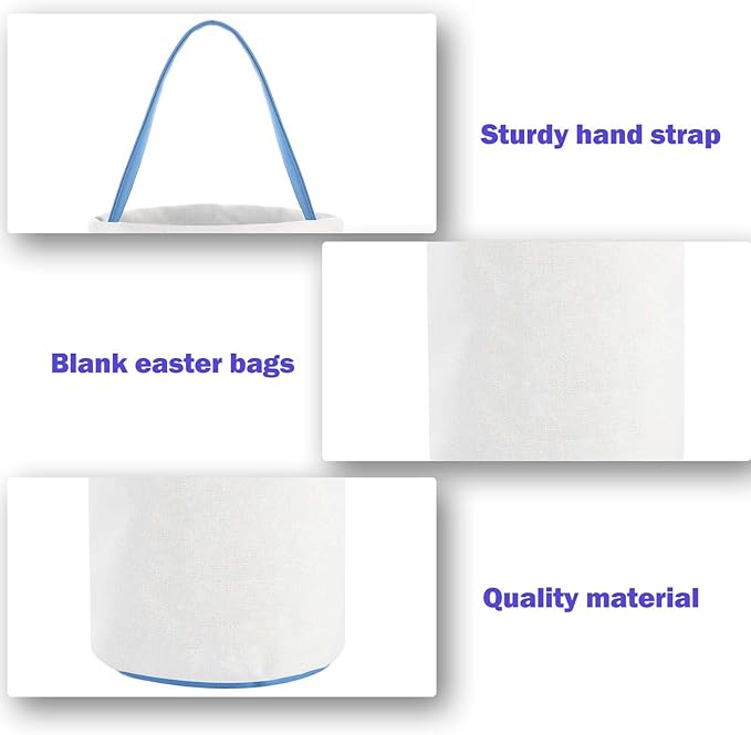 Easter Bunny Basket Bags,Canvas Cotton Easter Baskets for Kids Empty,Easter Bunny Basket,Perfect for Girls Boys Easter Egg Hunts,Easter Baskets for Kids