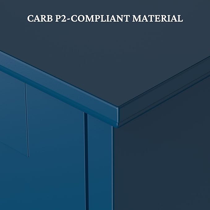 Topeakmart Over The Toilet Storage Cabinet, Organizer with Double Doors and Inner Adjustable Shelf and Lower Open Shelf for Bathroom Laundry, 66 in H, Navy Blue
