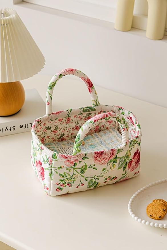 Fabric Storage Basket 2 Pack,Large and Mini Boho Laundry Nursery Hamper Portable Folding Organizer for Car Bedroom