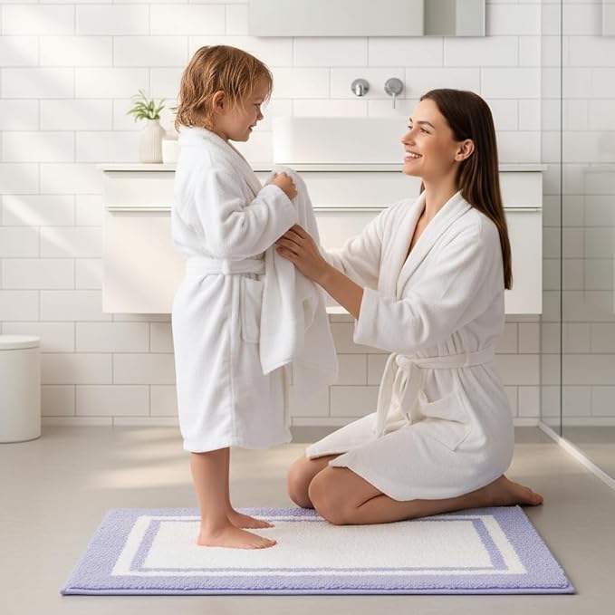 GRANNY SAYS Microfiber Bathroom Rugs Non Slip Washable, Water Absorbent Bathroom Mats for Tub, Soft Bath Mats for Bath Floor & Shower, Bath Rug, 20" x 32", Purple