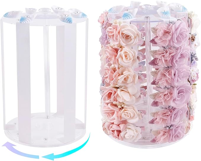 Rotating Bows Organizer for Girls, Hair Clip Holder Claw Storage Hair Accessories Rack Display Stand for Baby Nursery Toddler Room Decor