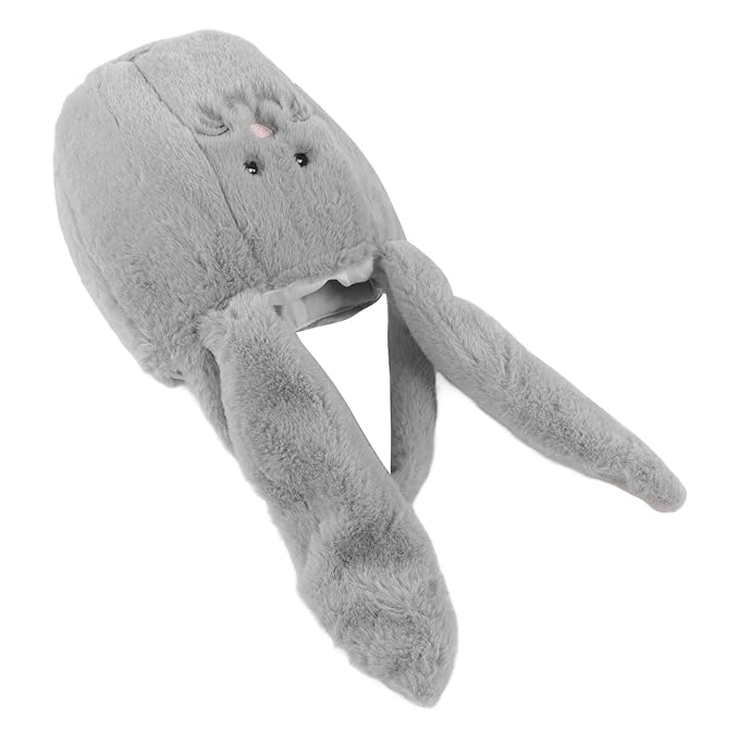 Plush Easter Bunny Basket, Children Easter Basket, Cute Cartoon Long Ears Bunny Egg Basket with Soft Plush Material, Perfect for Easter Egg Hunt and Festive Decorations (Light Grey)