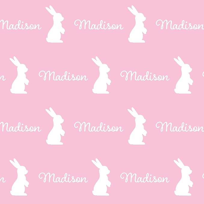 Let's Make Memories Personalized Easter Basket for Kids - For Boys - For Girls - Create Your Own - Fillable - Wicker - Easter Basket Stuffers - Small - Petal Pink Hoppy Bunny