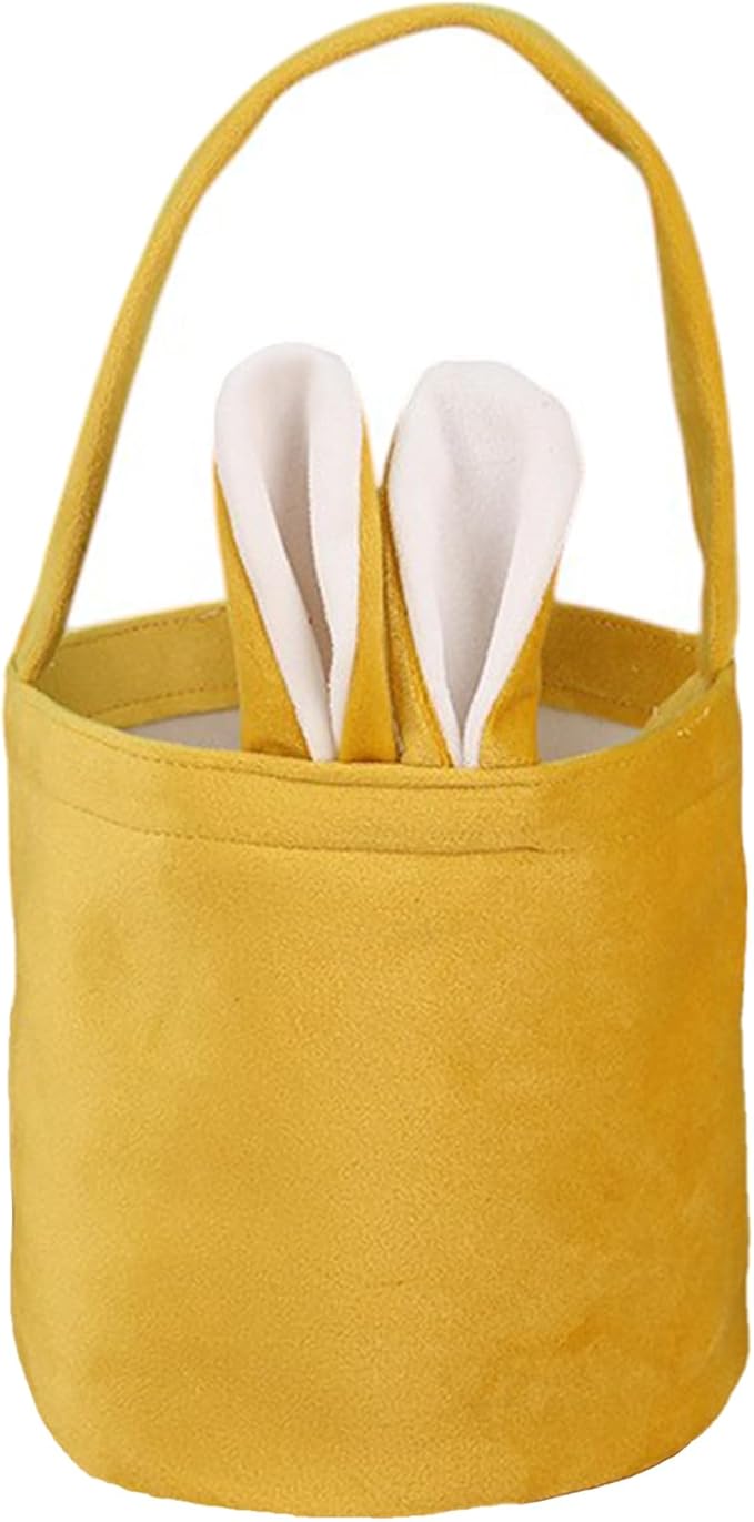 Custom Name Easter Tote Basket Cute Solid Colour Bunny Ears Basket Personalised Easter Bunny Bucket