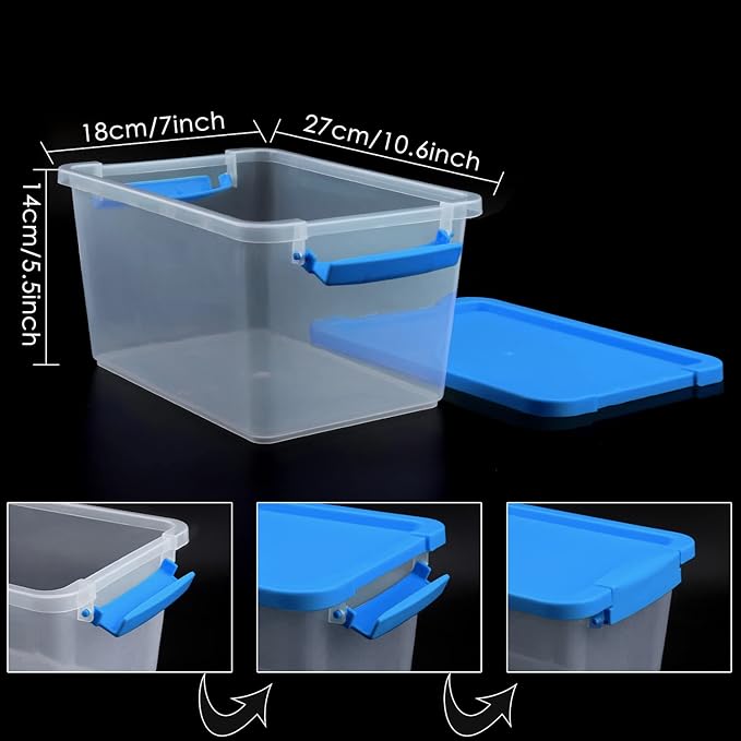 Storage Bins,4 Pack Small Stackable Plastic Cubby Containers with Lids 5 QT Storage Cubbies Plastic Storage Containers for Classroom Book Bin Toy Organizers for Classroom Organizers (Mixed Color)