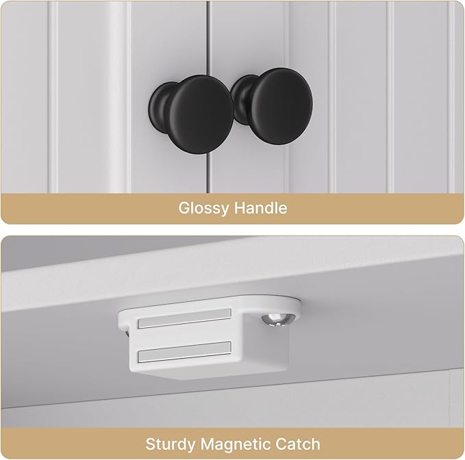 Ahomly Over The Toilet Storage Cabinet with Adjustable Shelves and Five Doors, Over Toilet Bathroom Organizer, Above Toilet Storage Cabinet with Open Shelves for Bathroom, Restroom, Laundry, White