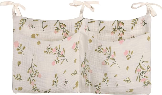 Cotton Baby Nappy-Bag Organizer, Bunk Bedside Hanging Bag, 2-Pocket, 15*7.5 Inches, Printing