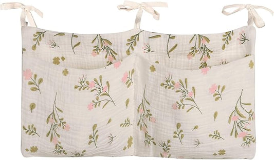 Cotton Baby Nappy-Bag Organizer, Bunk Bedside Hanging Bag, 2-Pocket, 15*7.5 Inches, Printing